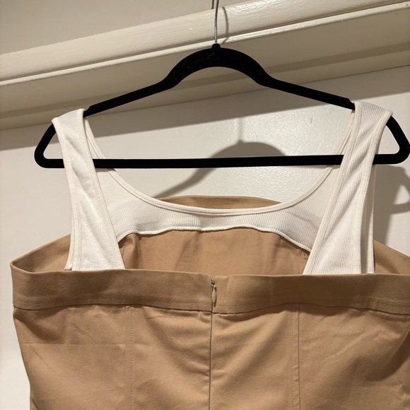 by Anthropologie Maeve Sleeveless Twofer Mini Dress Khaki White Tank New NWT - Picture 6 of 13